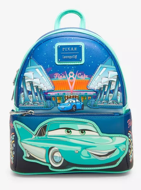 Loungefly Disney Pixar Cars Flo's Cafe Glow-in-the-Dark Mini Backpack HT/BL