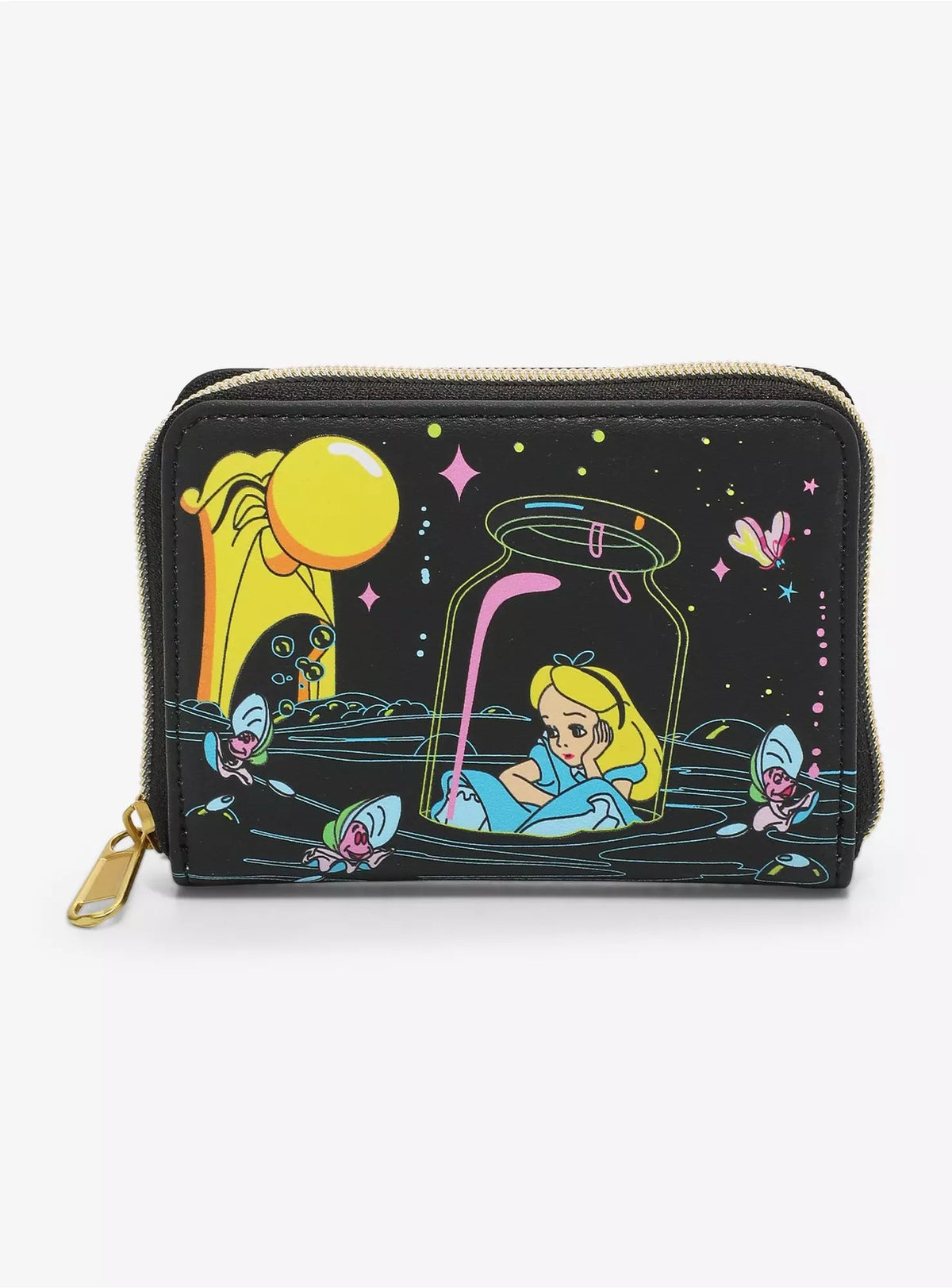 Loungefly Disney Alice In Wonderland Glow-In-The-Dark Characters Mini Zipper Wallet HT/BL