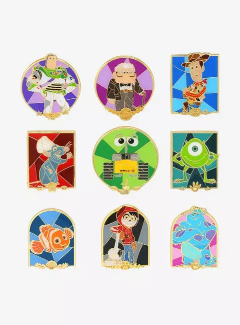 Loungefly Disney Pixar Characters Stained Glass Portraits Blind Box Enamel Pin HT/BL