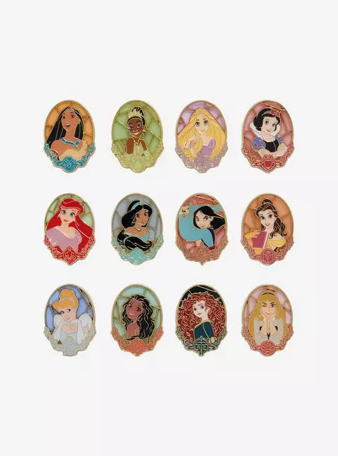 Loungefly Disney Princess Stained Glass Portrait Blind Box Enamel Pin HT/BL