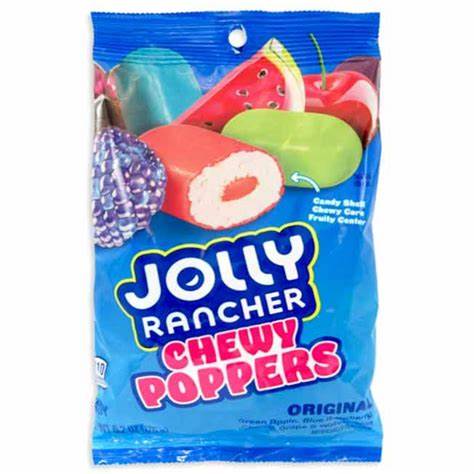 JOLLY RANCHER CHEWY POPPERS - Original Flavors Peg Bag 6.2oz