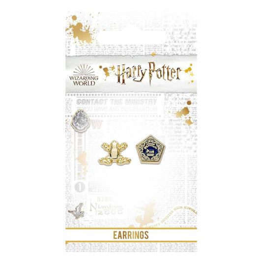 Boucles d'oreilles plaquées or avec la grenouille en chocolat officielle de Harry Potter