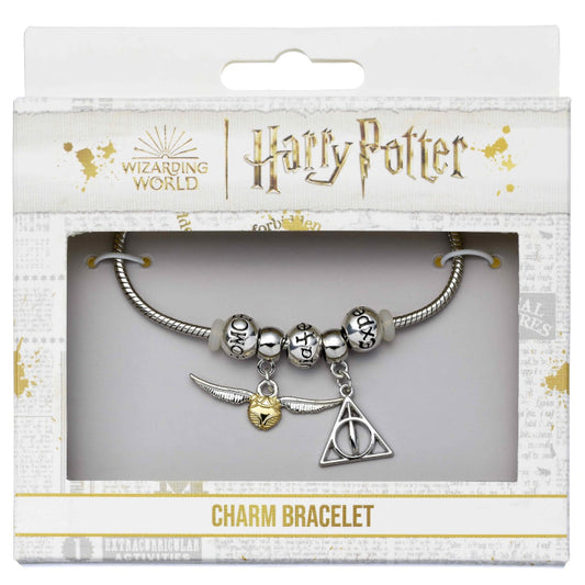 Jeu de breloques Harry Potter - Bracelet en argent/Les reliques de la mort/la moucharde/ 3 perles magiques