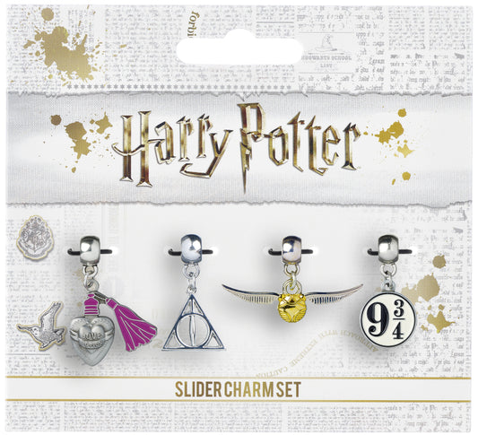 Jeu de breloques Harry Potter - Vif d'or/Les Reliques de la mort/Potion d'amour/Platform 9 3/4 Slider